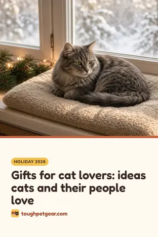 Pinterest pin: Gifts for cat lovers (and their cats) from Tough Pet Gear